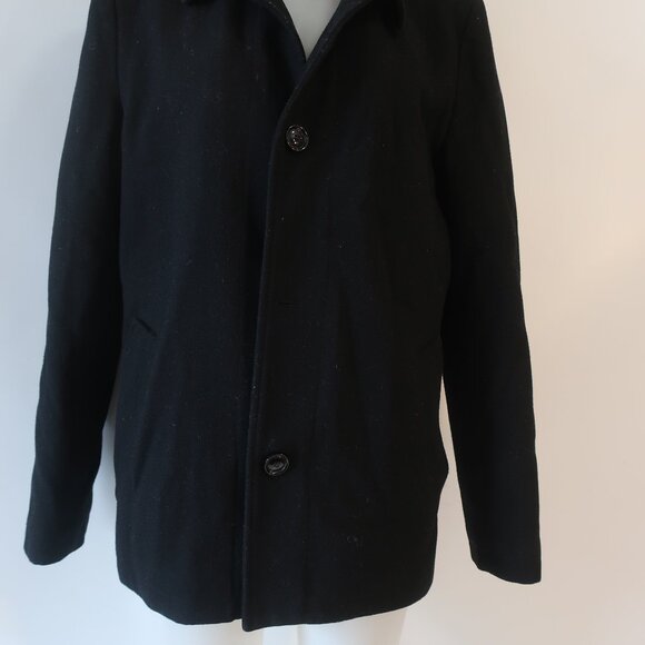 Mens Soul of London Black Wool Blend Jacket Pea Coat M - Picture 3 of 16